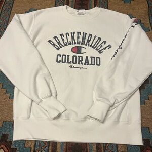Champion Vintage 90’s White Crewneck Sweatshirt with Breckenridge Colorado Print
